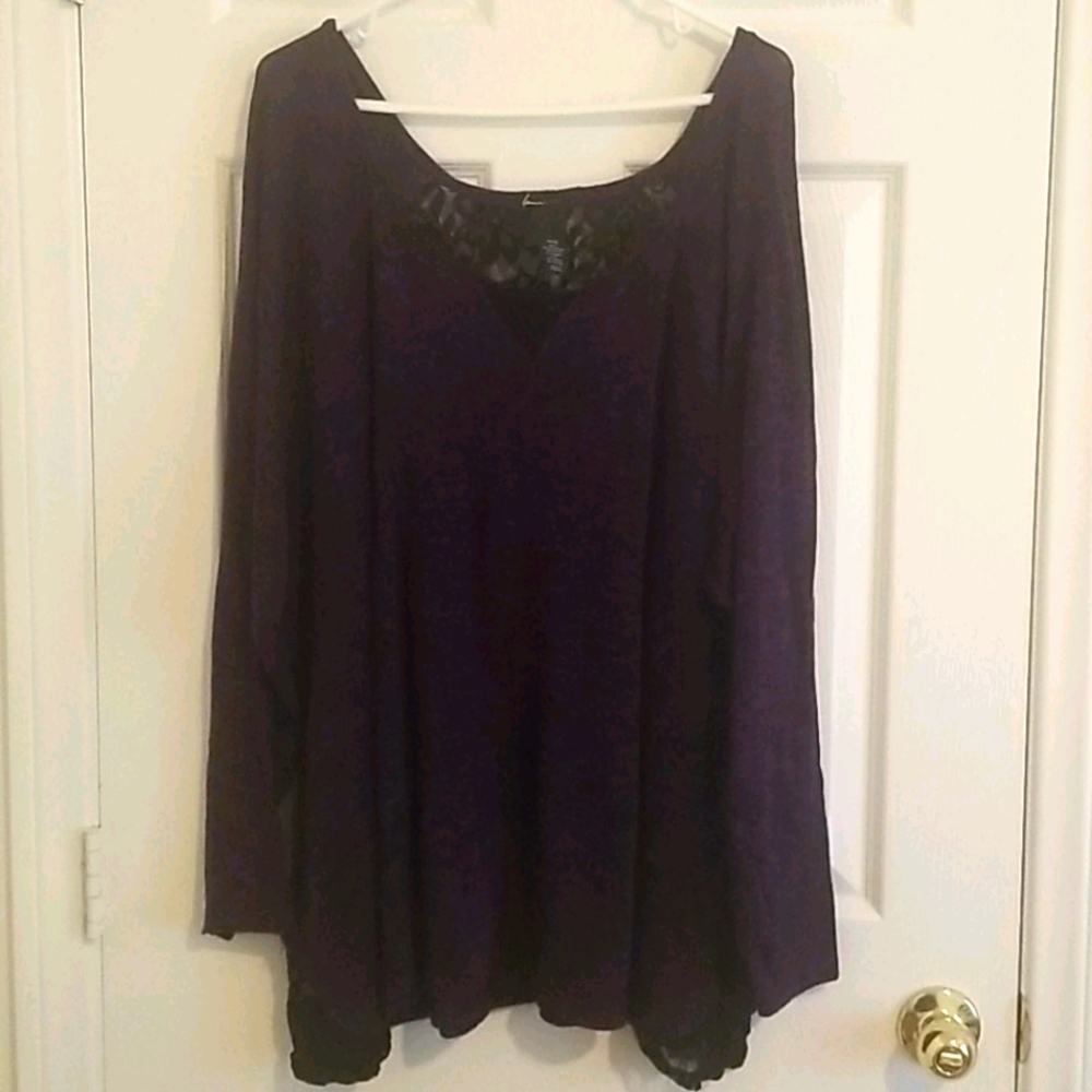 Lane Bryant Purple with Black Lace Sweater